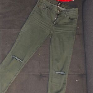 Green Just Black Skinny Jeans Ripped Knees Size 25